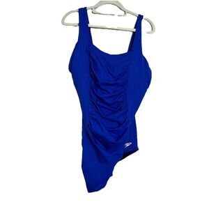 Speedo Hydrobra Size 20 Ruched Blue One Piece Swimsuit